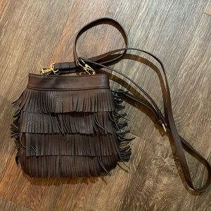 Brown fringe purse